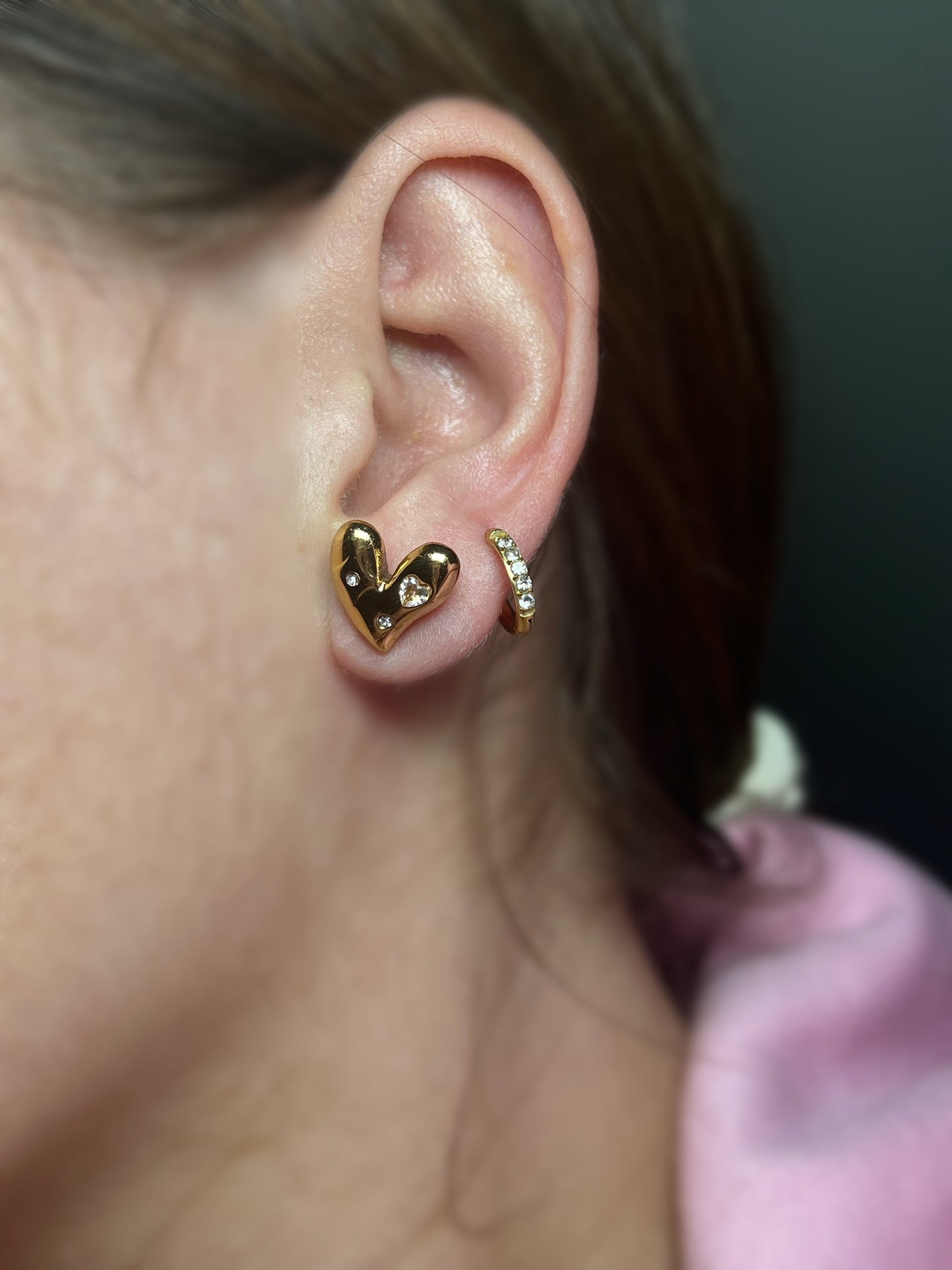 Hartjes met kleine diamantjes -Goud