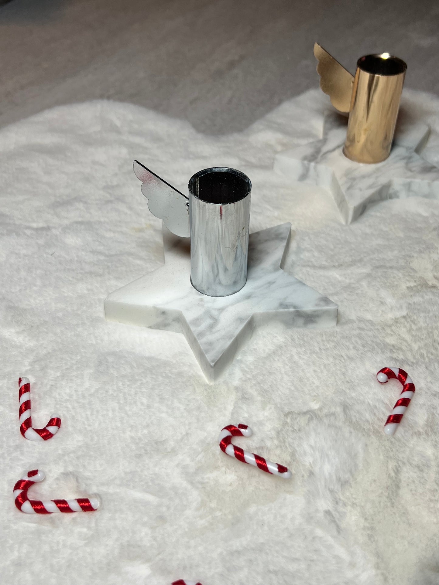 Marmer Ster Kandelaar - Zilver