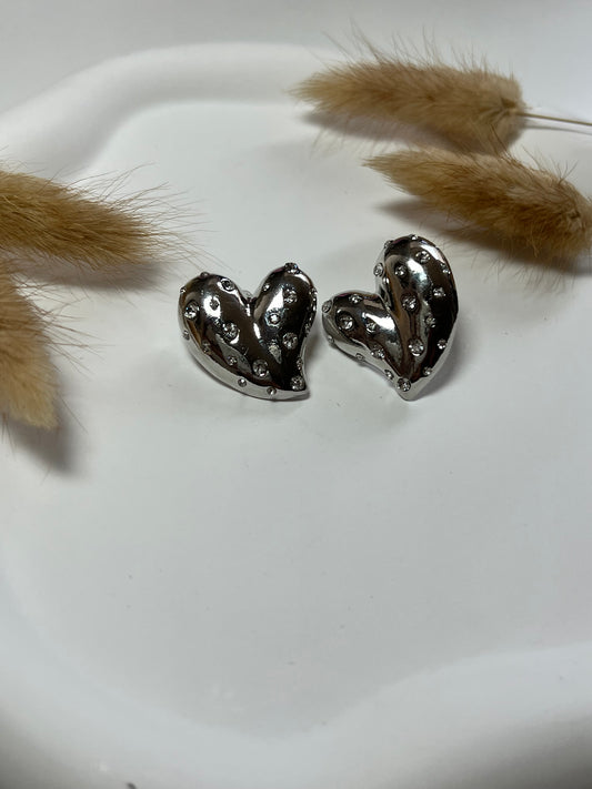 Grote hartjes oorbellen - Zilver