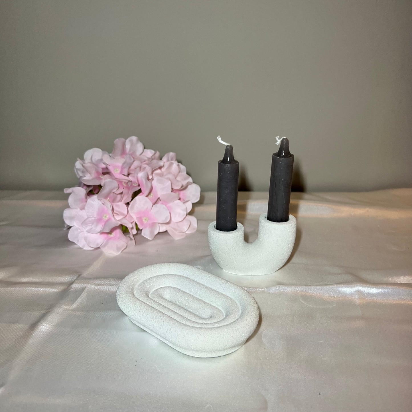 Kandelaar en zeepbakje set