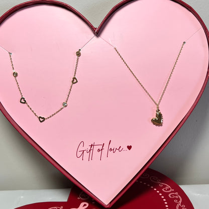 Gift of Love - 2 Kettingen met hartjes - Goud