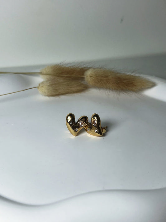 Hartjes met kleine diamantjes -Goud