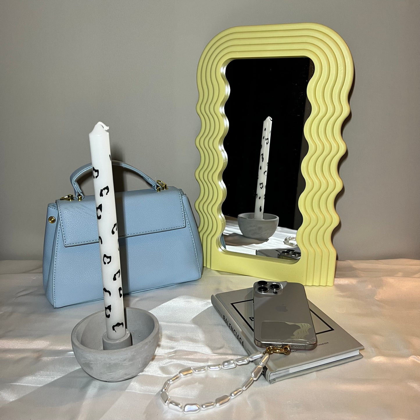 White Panter kaars - Set van 3