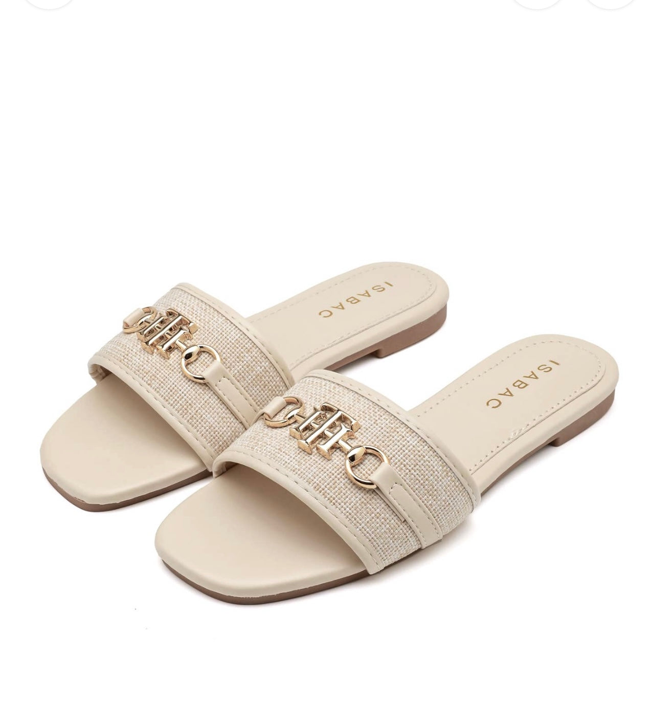 Riviera Luxe Slides - Beige/Goud