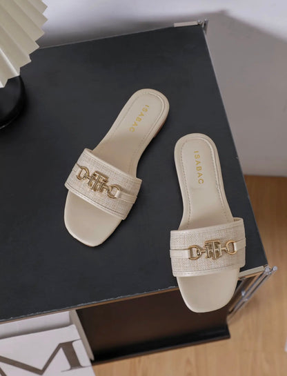 Riviera Luxe Slides - Beige/Goud