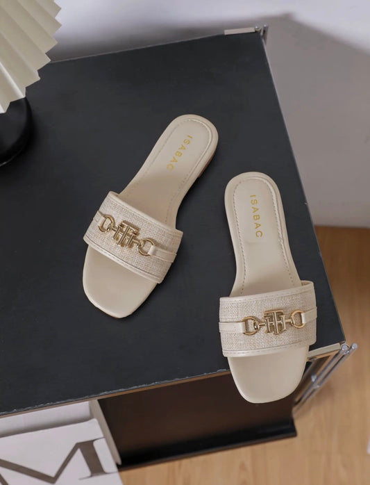 Riviera Luxe Slides - Beige/Goud